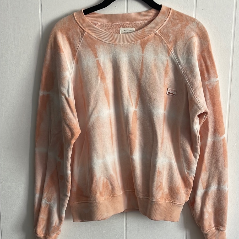 Billabong Peach & White Tie-Dye Crewneck Sweatshirt